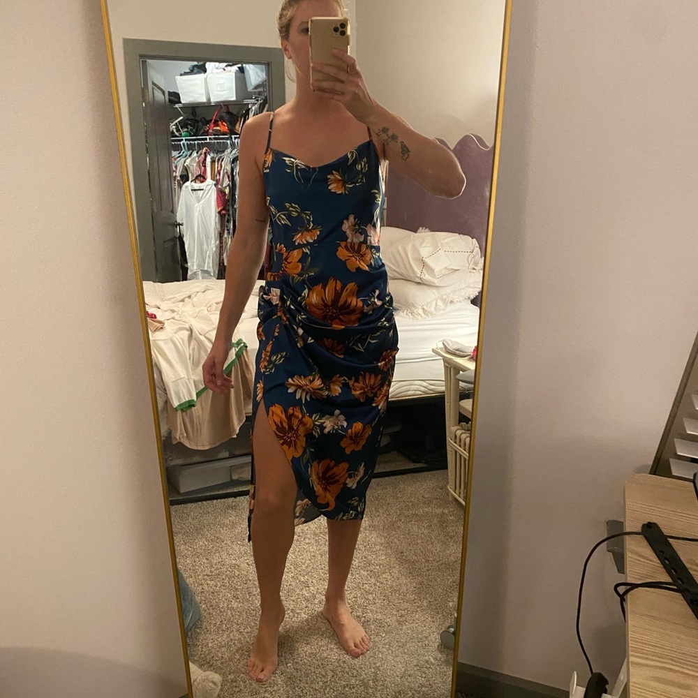 Floral Blue and Orange Dress